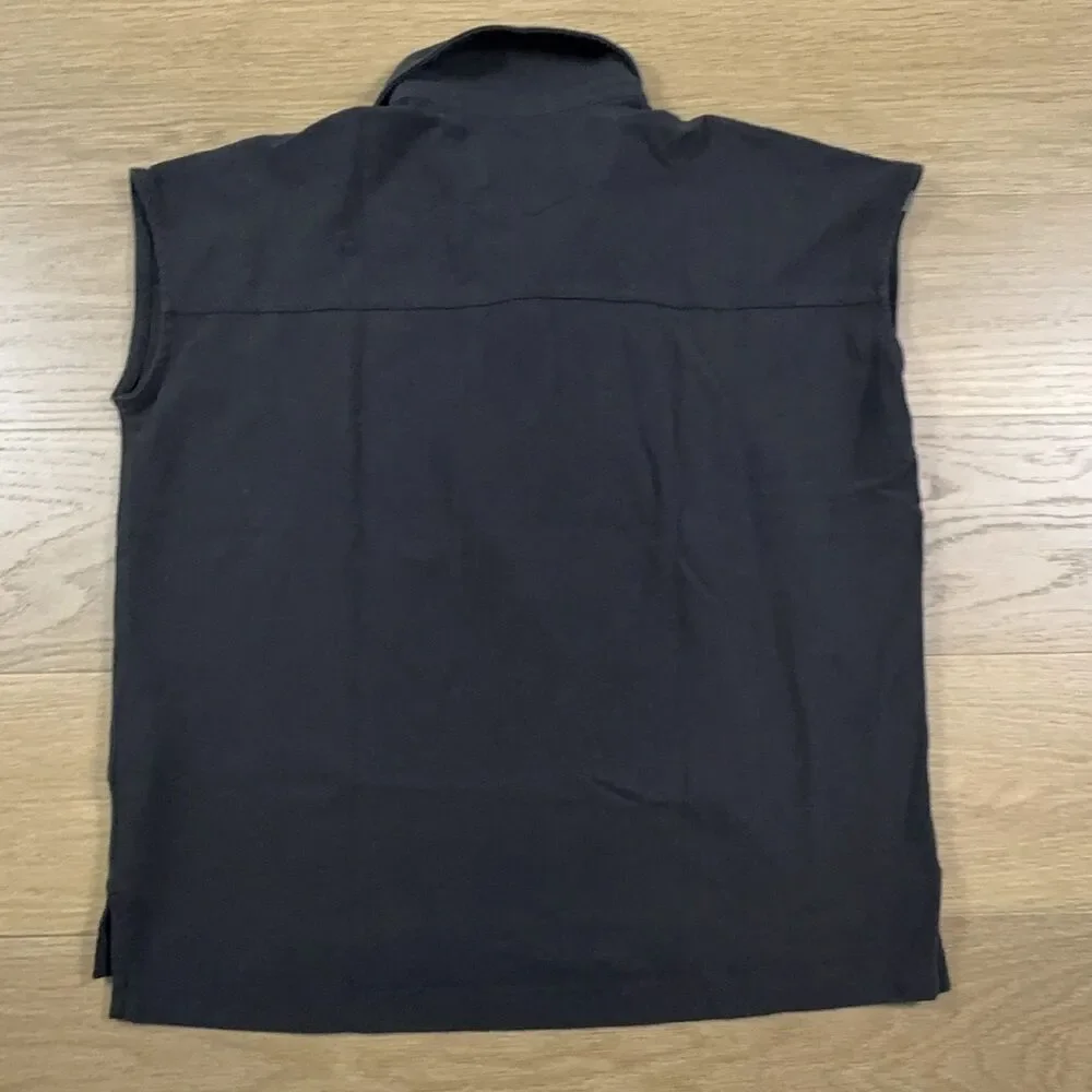 FIGS Sleeveless Polo Shirt Small Pima Cotton Tailored Scrub Top Black